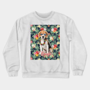 Beagle Summer Funky Hawaiian, Hawaii Style, Dog Personalized Hawaiian Crewneck Sweatshirt